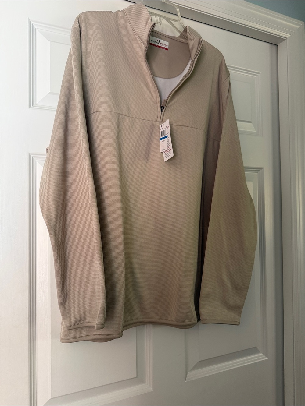 Grand Slam Men’s Quarter-Zip Pullover Sweater - Light Khaki Size XL NWT